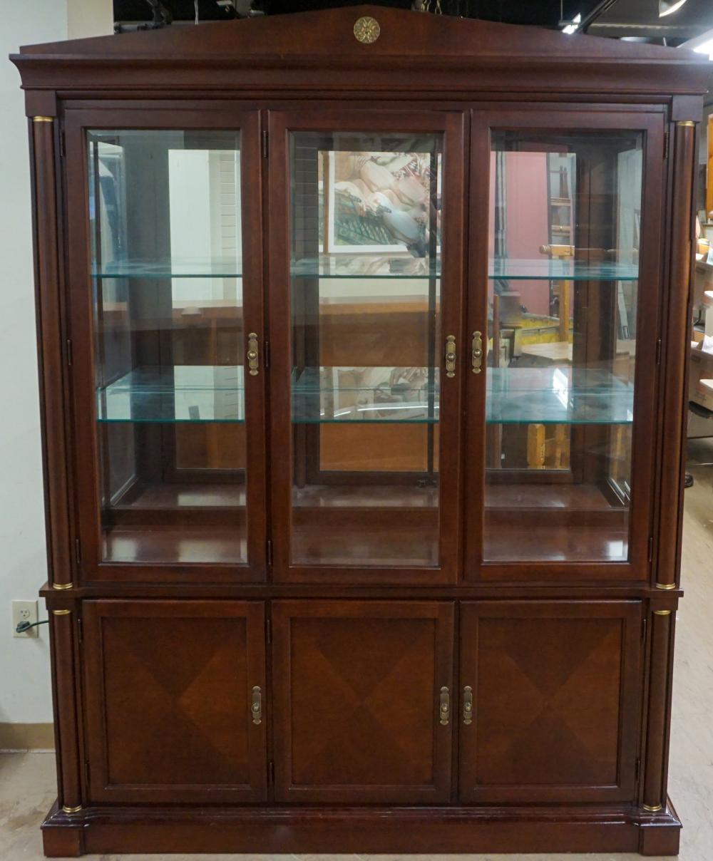 Appraisal: ETHAN ALLEN MEDALLION DARK STAINED CHERRY TWO PART CHINA CABINET