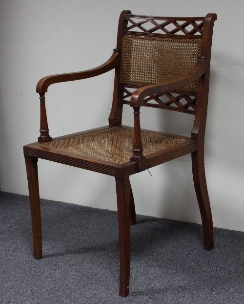 Appraisal: A Regency armchair in beech with cane seat and back