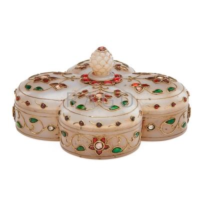 Appraisal: MUGHAL STYLE WHITE JADE COVERED BOX Condition Report