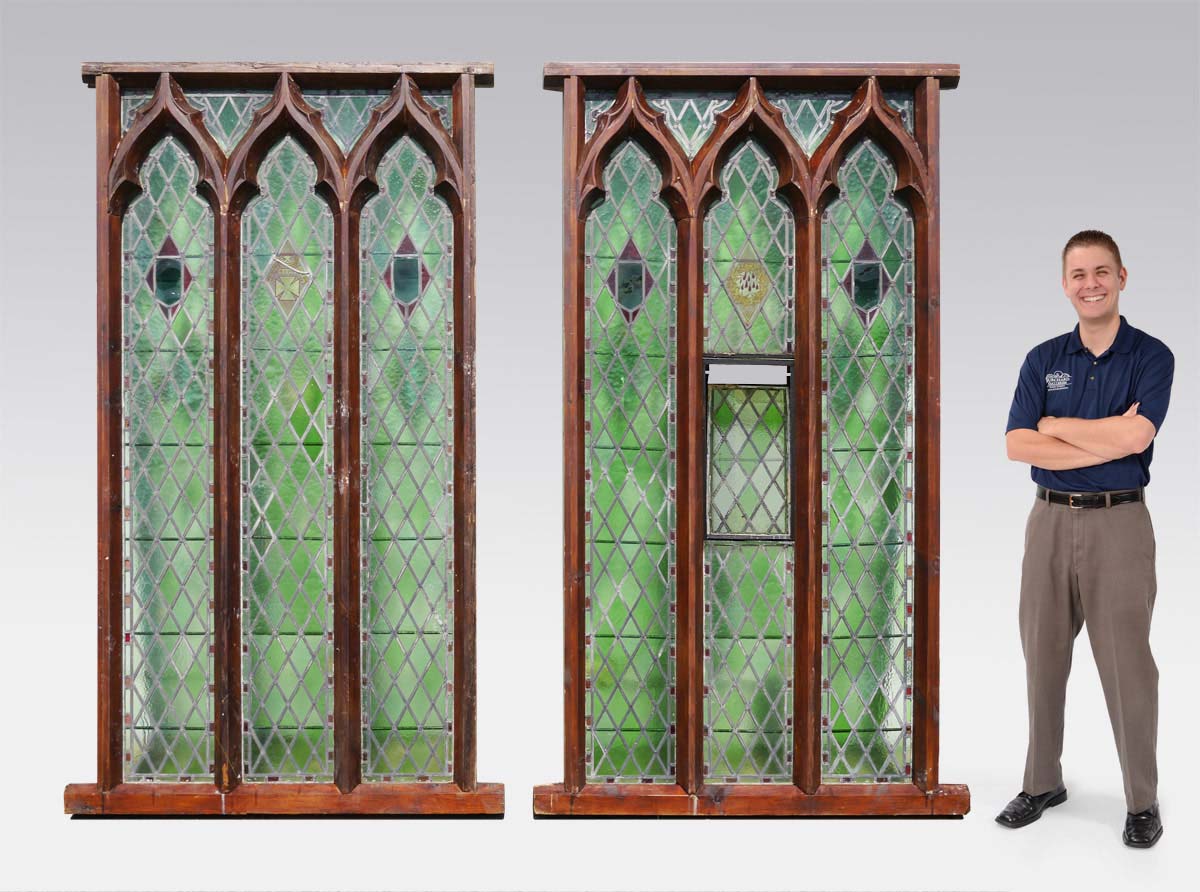 Appraisal: LARGE ARCHITECTURAL STAINED GLASS WINDOWS FROM ENGLISH MONASTERY One with