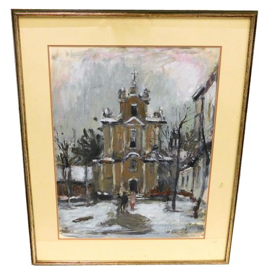 Appraisal: Maurice Grosman - oil on paper signed LR winter scene