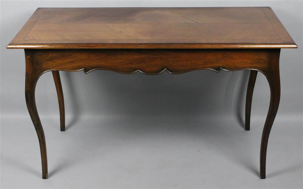 Appraisal: COUNTRY FRENCH PROVINCIAL STYLE CONSOLE TABLE banded top with molded