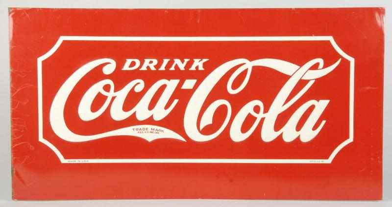 Appraisal: Embossed Tin Coca-Cola Cooler Panel Sign Description s Clean bright