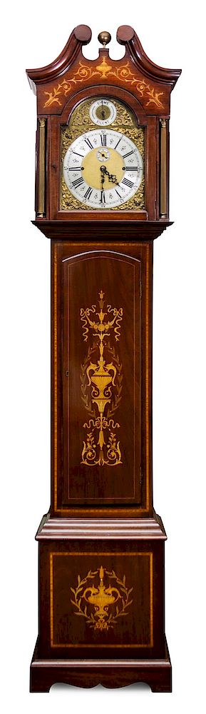 Appraisal: An English Mahogany Inlaid Case Clock Height x width x