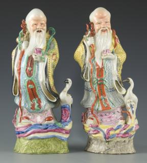 Appraisal: Chinese Porcelain Longevity Figures Chinese Famille Rose porcelain immortal figurals