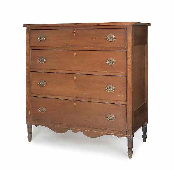 Appraisal: Pennsylvania Sheraton cherry chest of drawers early th c h