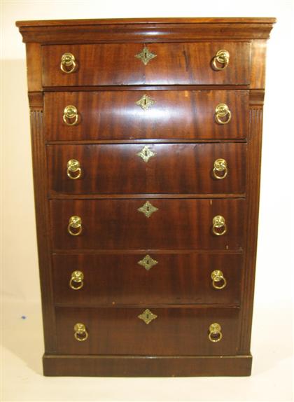 Appraisal: Regency brass mounted tall chest of drawers early th century