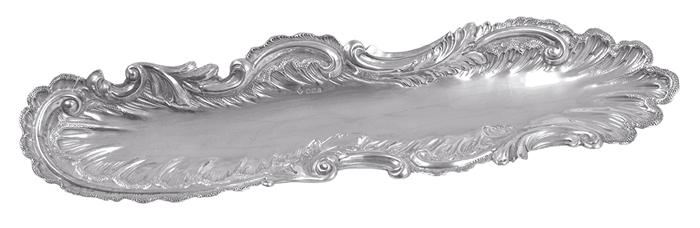 Appraisal: A STERLING SILVER FOOTED CUCUMBER TRAY MARTIN HALL CO SHEFFIELD