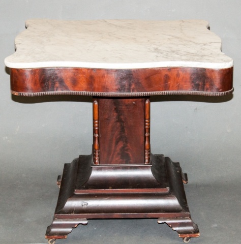 Appraisal: a Marble Top Pedestal Table H x W