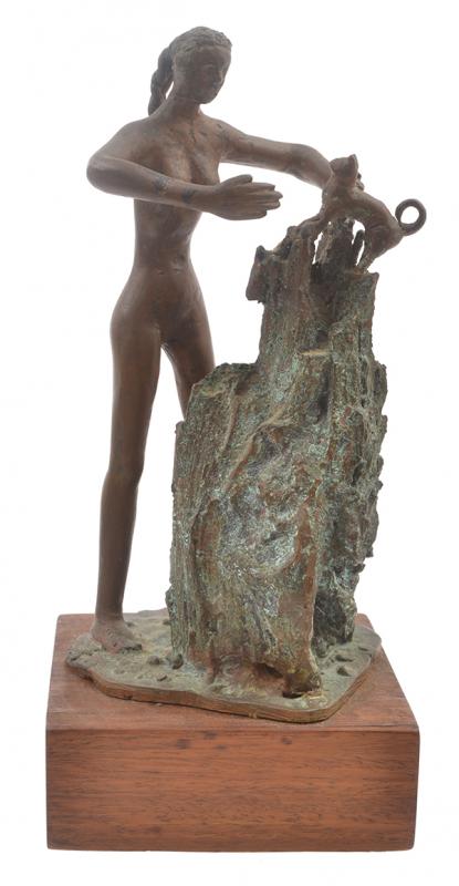 Appraisal: SYD BARRON died circa Woman and cat bronze SYD BARRON