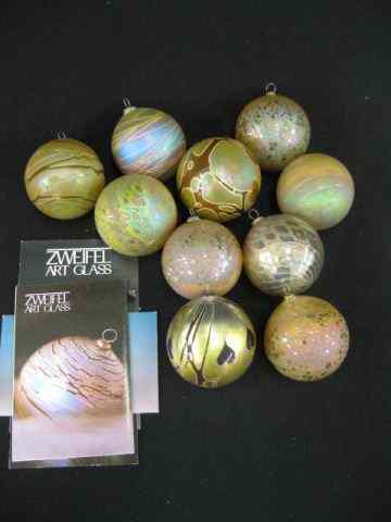 Appraisal: Zweifel Art Glass Christmas Ball Ornaments iridescent '' diameter signed