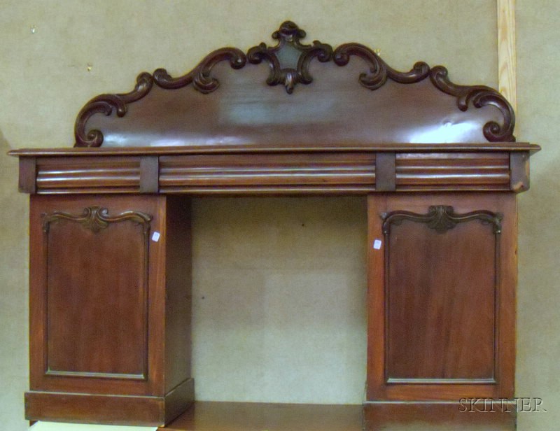 Appraisal: Late Empire Mahogany Veneer Double-pedestal Sideboard lg dp in