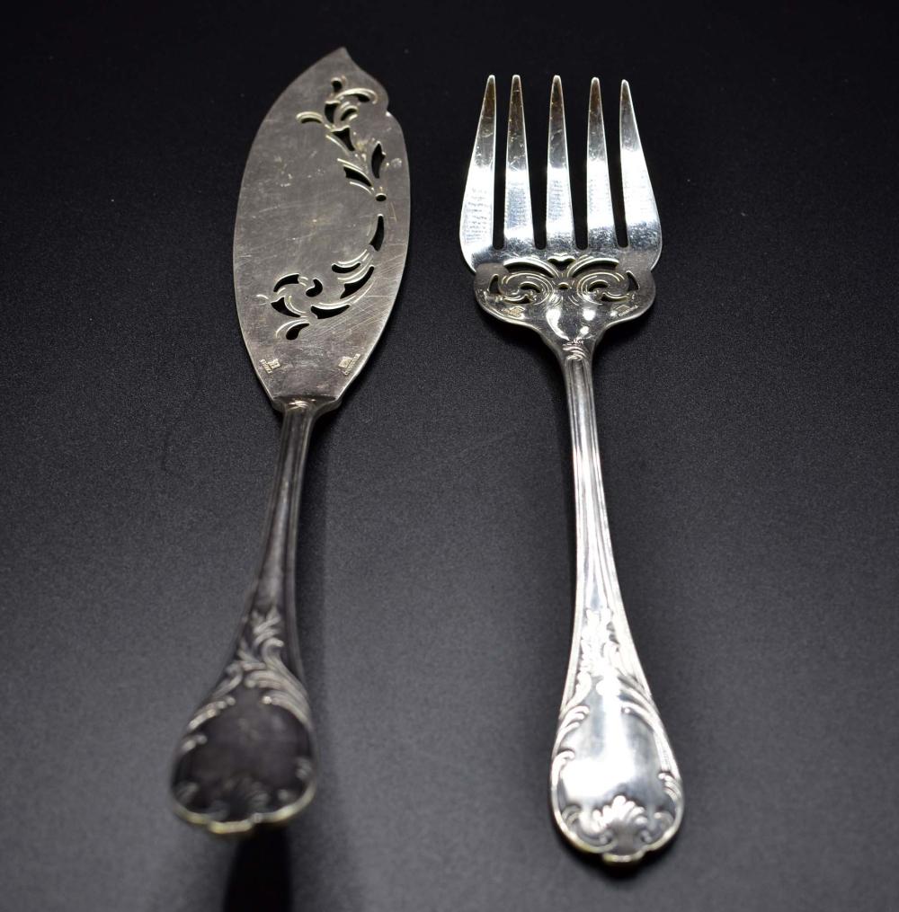 Appraisal: CHRISTOFLE SILVER FISH FORK AND SLICEFrance Early th Century Christofle