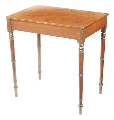 Appraisal: A th century mahogany side table on ring turned tapering