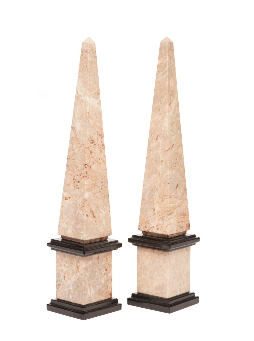 Appraisal: Pair of Continental Marble Obelisks pink variegated and black marble