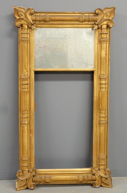 Appraisal: - Large carved gilt Empire mirror with fleurs-de-lis corners As