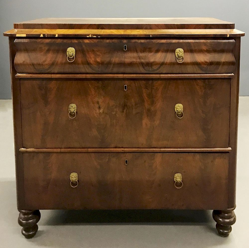 Appraisal: Biedermeier Mahogany Three Drawer Chest Biedermeier mahogany three drawer chest