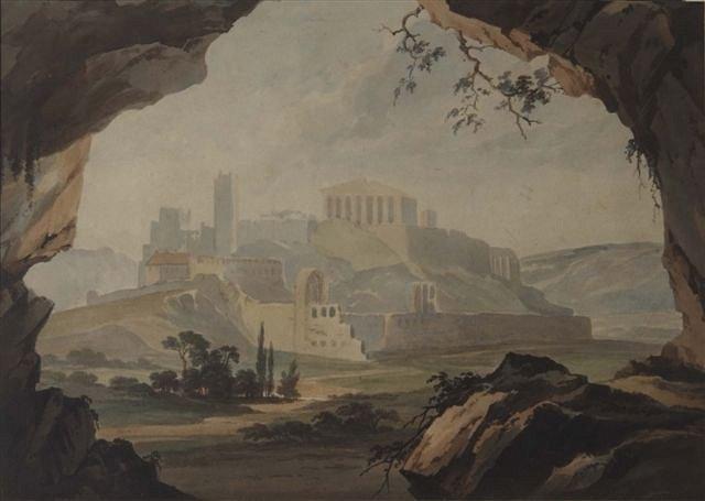 Appraisal: TH CENTURY GREEK SCHOOL - View of the Acropolis watercolour