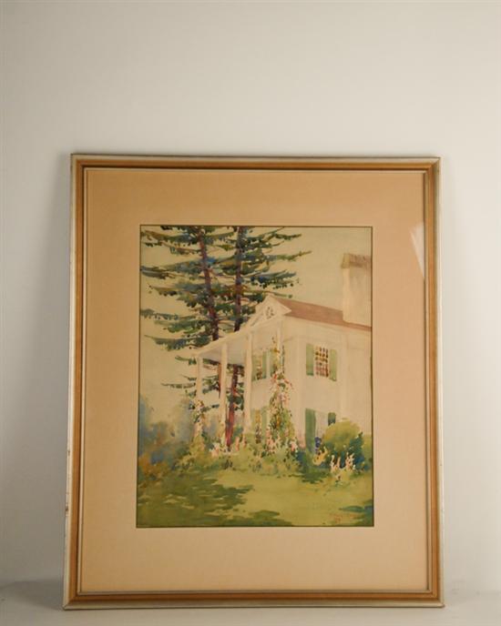 Appraisal: Edmund S Campbell White House with Columns Watercolor on paper