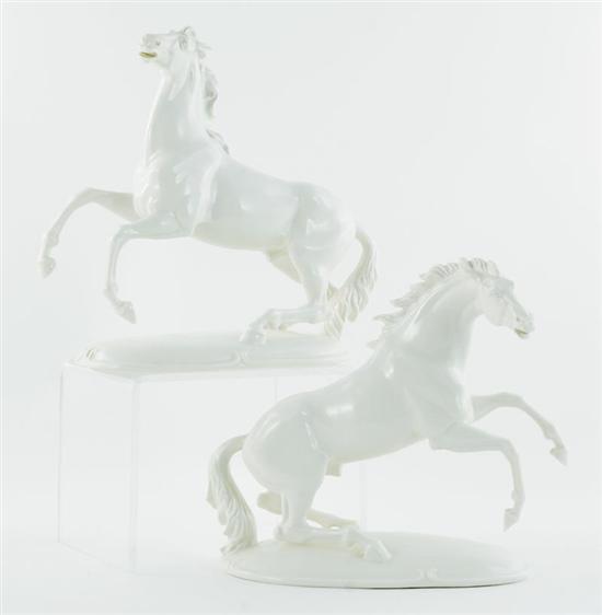 Appraisal: Pair German Nymphenburg porcelain horses late th early th century