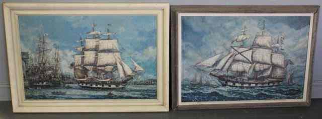 Appraisal: MAFFEI Two Nautical Oil on Cavas Two oil on canvas