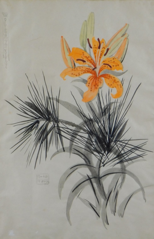 Appraisal: MOLLY NYE TOBY ASIATIC TIGER LILY FLORAL PAINTING Massachusetts -