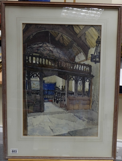 Appraisal: Reginald G Hagger Watercolour painting ''The screen in Dolwyddelan old