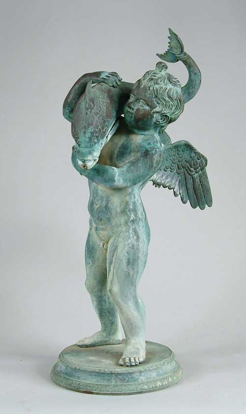 Appraisal: M AMODIO Italian Early th Century WINGED BOY WITH DOLPHIN