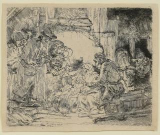 Appraisal: Rembrandt Etching Adoration of the Shepherds Rembrandt H Van Rijn