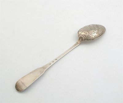 Appraisal: A late th century Swiss strainer spoon Fiddle pattern with