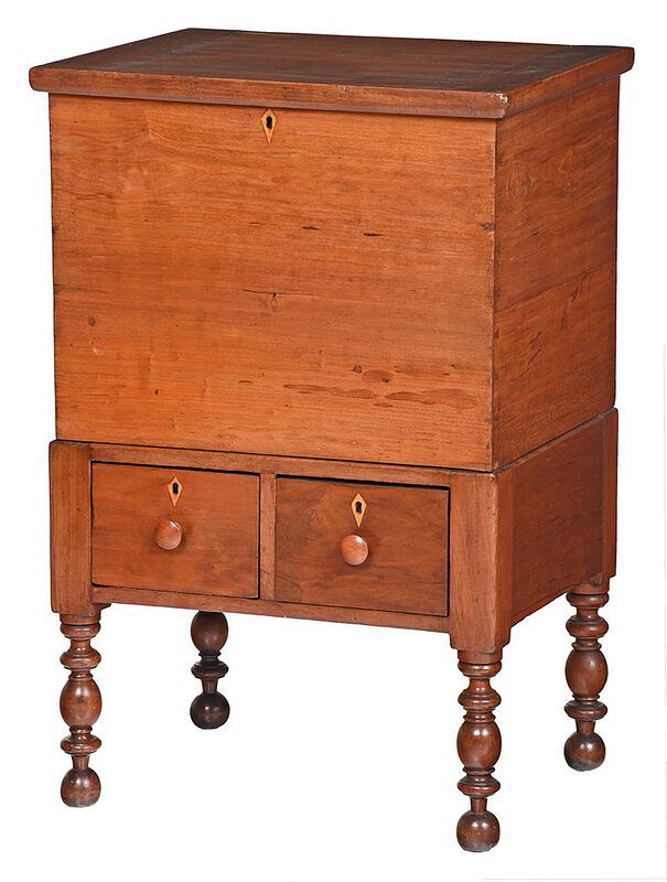 Appraisal: Tennessee Federal Inlaid Cherry Sugar Chest th century hinged lid