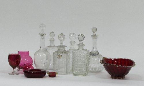 Appraisal: Sundry cranberry glass and decanters