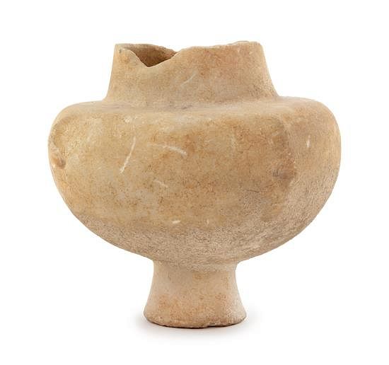 Appraisal: A Cycladic Marble Kandila Height inches A Cycladic Marble Kandila