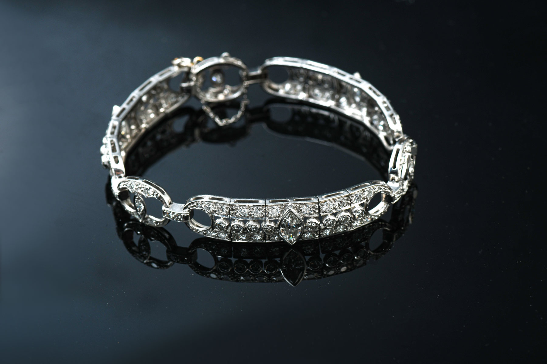 Appraisal: STUNNING PLATINUM CTW DIAMOND BRACELET Custom made panel diamond bracelet