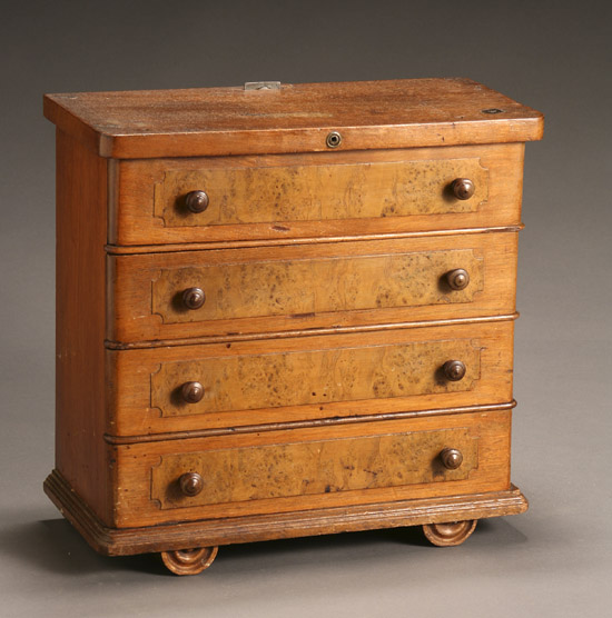 Appraisal: Victorian Walnut and Burl Walnut Miniature Chest of Drawers W