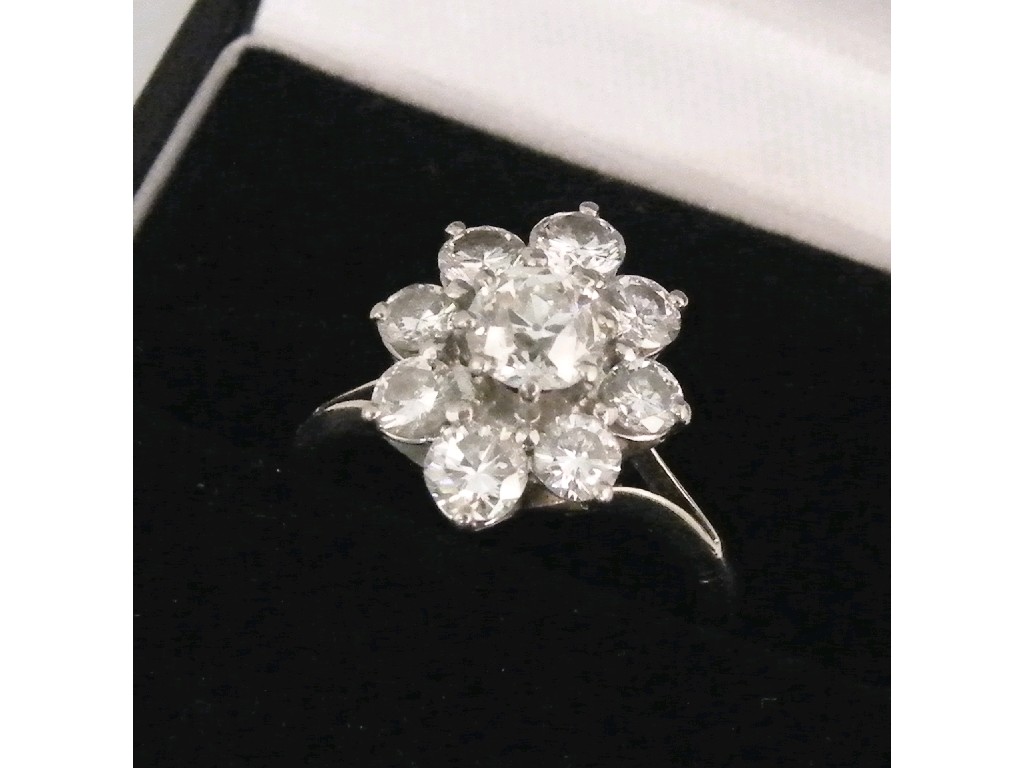 Appraisal: ct white gold oval floral cluster ring the large centre