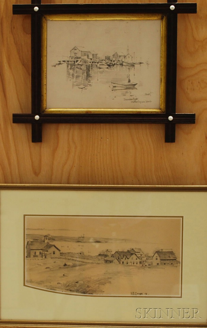 Appraisal: Lot of Two Framed Pencil Drawings Percy Elton Cowen American