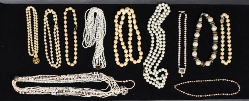 Appraisal: faux pearl necklaces including freshwater water pearls in a variety