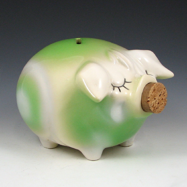 Appraisal: Hull Lime Green Corky Pig Bank Corky Pig bank in