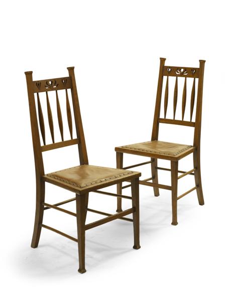 Appraisal: ARTS CRAFTS PAIR OF OAK SIDE CHAIRS CIRCA each with