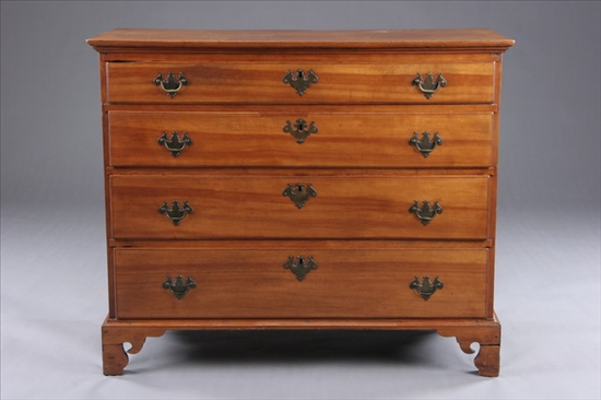 Appraisal: AMERICAN CHIPPENDALE MAPLE FOUR-DRAWER CHEST th century possibly adapted from