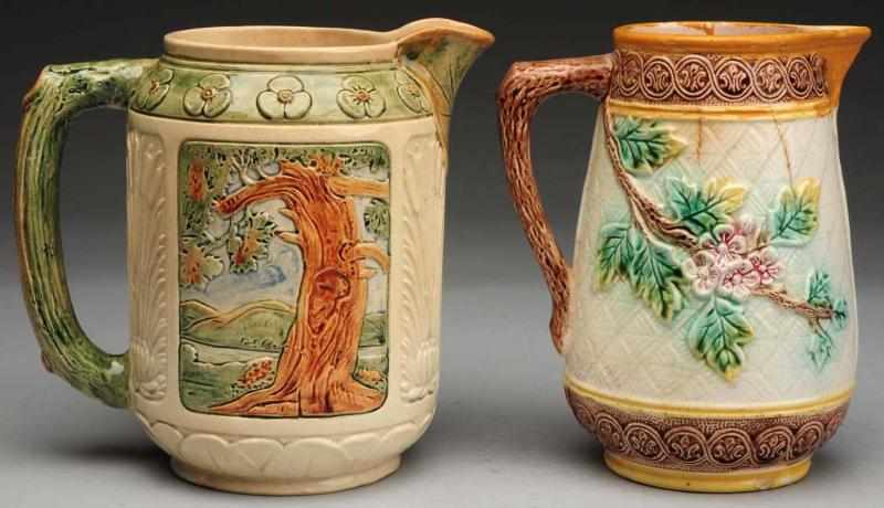 Appraisal: Pair of Majolica Bird Pitchers th century Includes one that