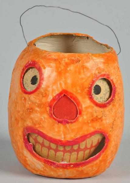 Appraisal: Paper Mache Gourd or Guava Fruit Jack-O-Lantern Description Early and