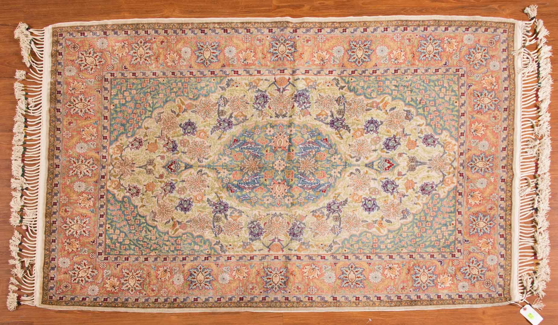 Appraisal: Very fine silk Hereke rug approx x Turkey modern Condition