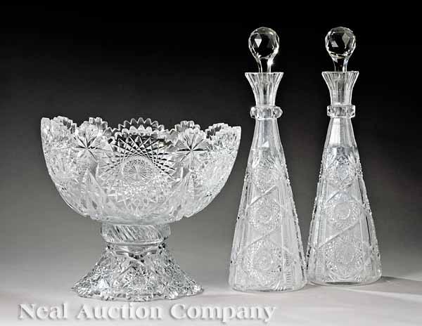 Appraisal: An American Brilliant Period Cut Glass Punchbowl c with hobstar