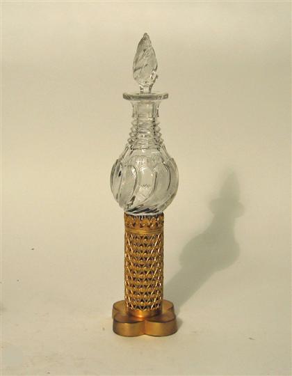 Appraisal: Unusual French gilt-bronze and cut glass scent bottle mid th