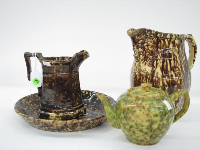 Appraisal: Group of antique spongeware including vase with man of the