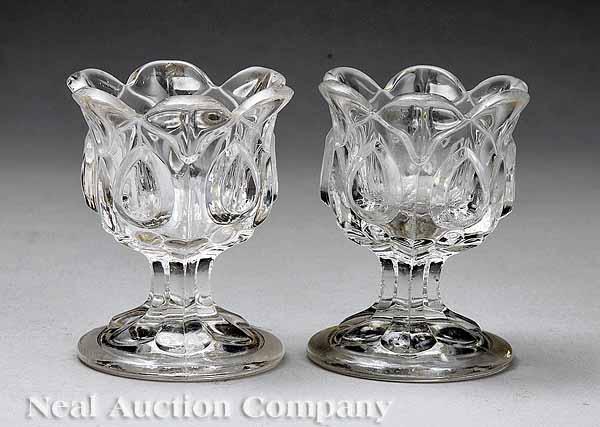 Appraisal: A Good Pair of American Clear Pressed Glass Salts mid-