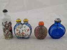 Appraisal: Four various Chinese snuff bottles being one enamelled metal double