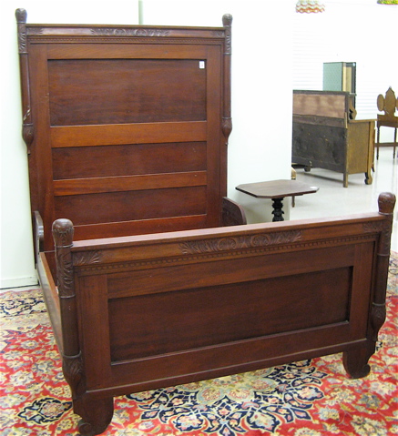 Appraisal: LATE VICTORIAN MAHOGANY BEDSTEAD WITH RAILS American late th century